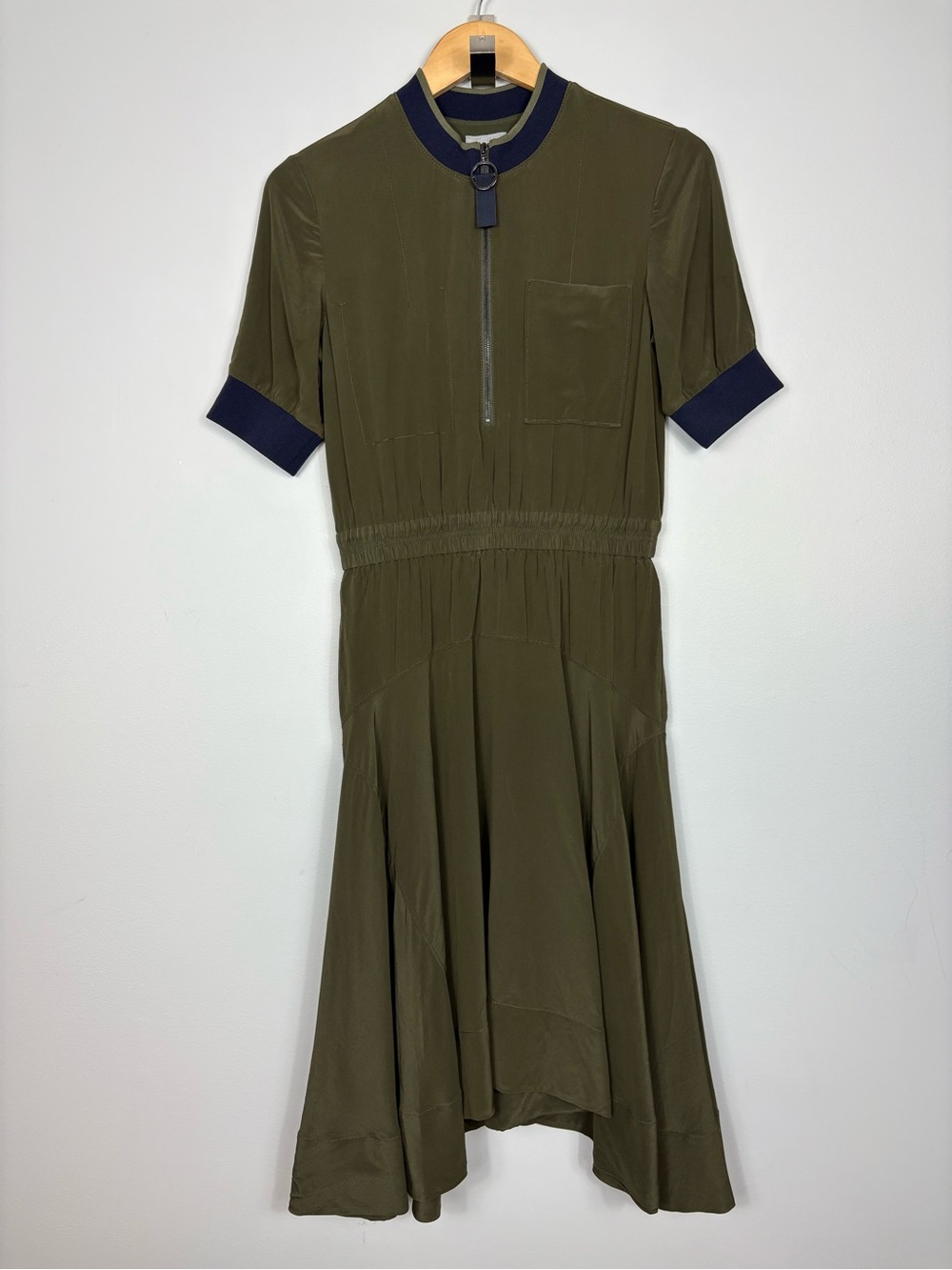 Jason Wu Silk Half-Sleeve Zip-Front
Handkerchief-Hem Dress Sz 6